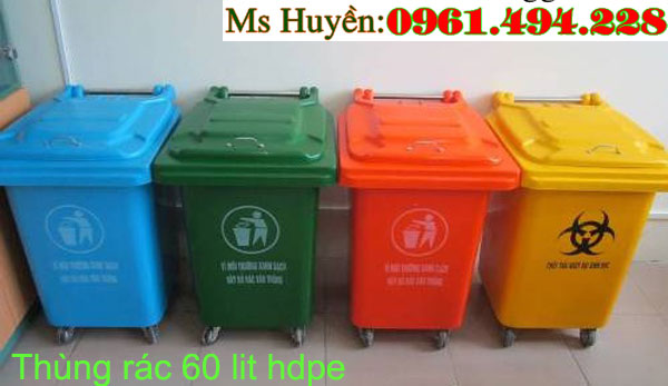 Thùng rác nhựa 60 lit HDPE